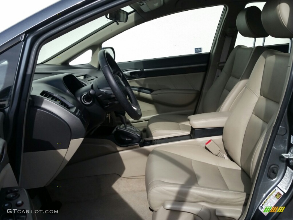 2009 Civic Hybrid Sedan - Magnetic Pearl / Beige photo #14