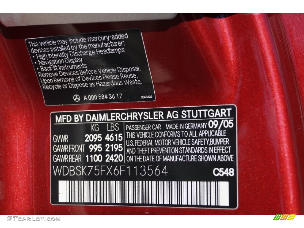 2006 SL 500 Roadster - Firemist Red Metallic / Stone photo #89