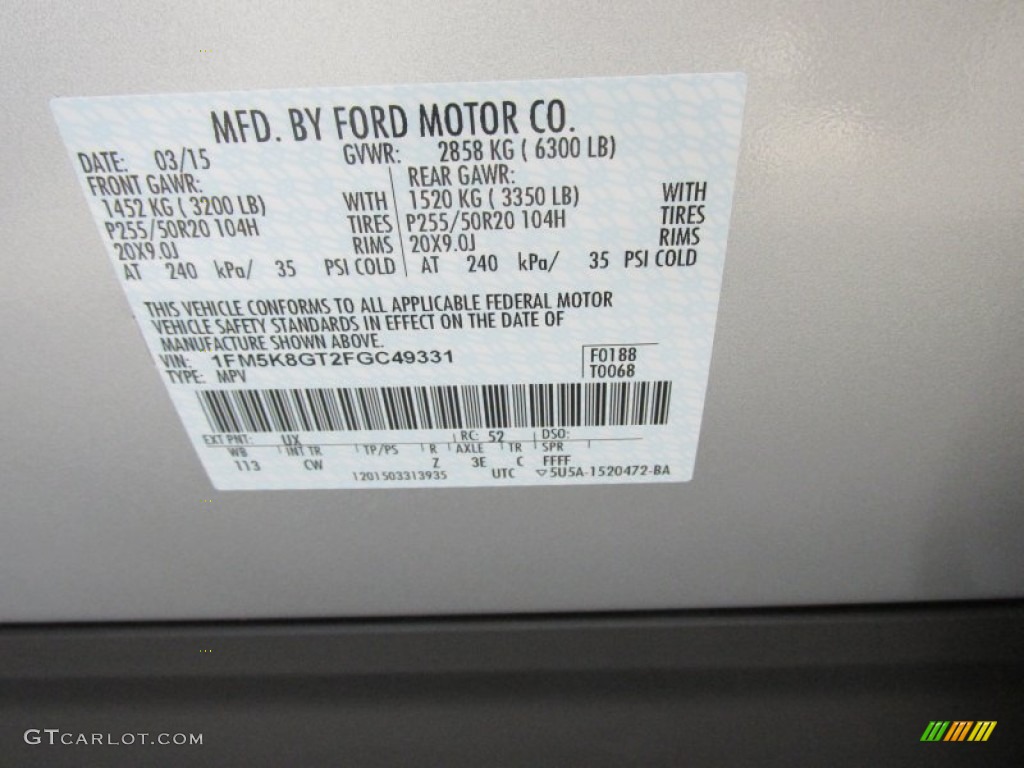 2015 Explorer Sport 4WD - Ingot Silver / Sport Charcoal Black photo #37
