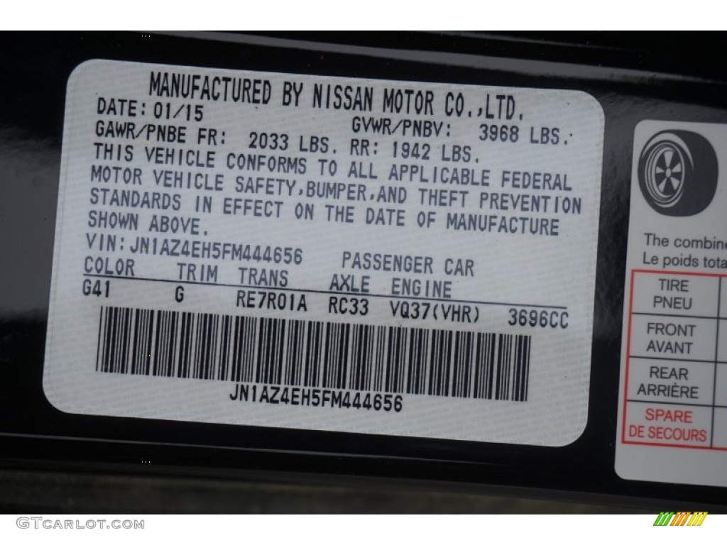 2015 370Z Color Code G41 for Magnetic Black Photo #103166435