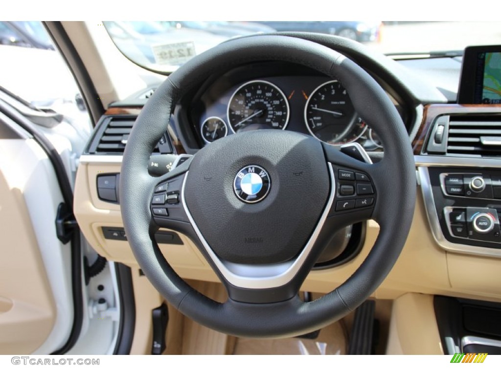 2015 BMW 3 Series 328i xDrive Sports Wagon Venetian Beige Steering Wheel Photo #103172801