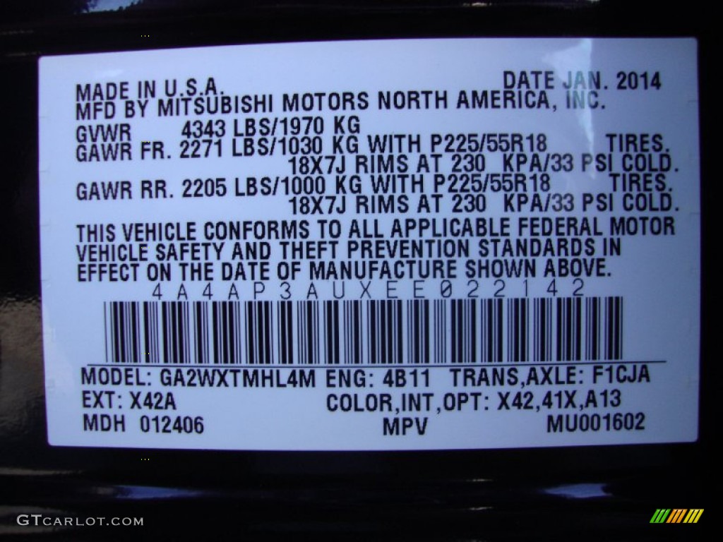 2014 Outlander Sport ES - Labrador Black Pearl / Black photo #26