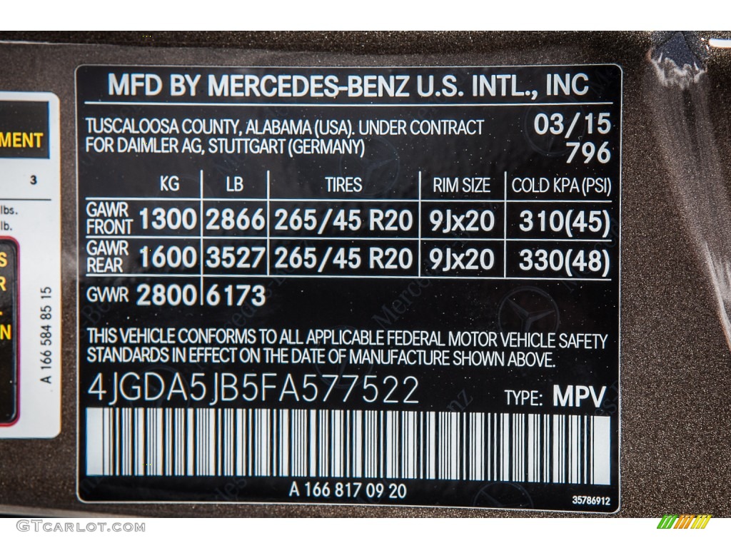 2015 ML Color Code 796 for Dakota Brown Metallic Photo #103187039