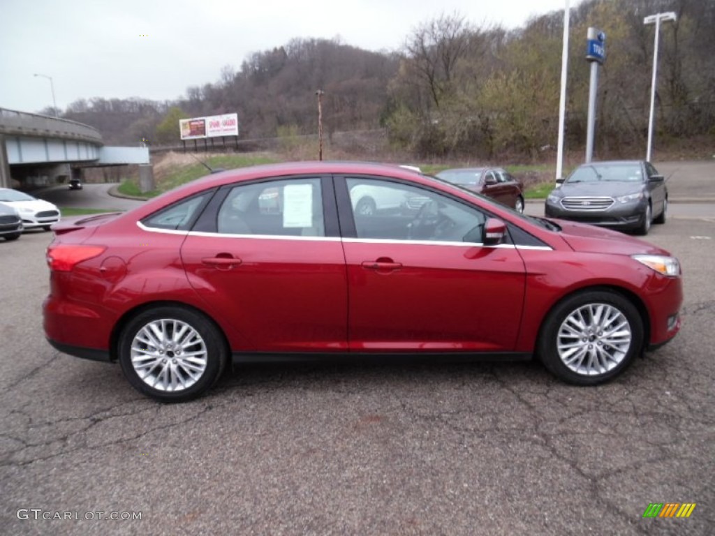 Ruby Red Metallic 2015 Ford Focus Titanium Sedan Exterior Photo #103193983