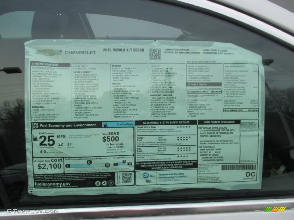 2015 Chevrolet Impala LT Window Sticker Photo #103194274