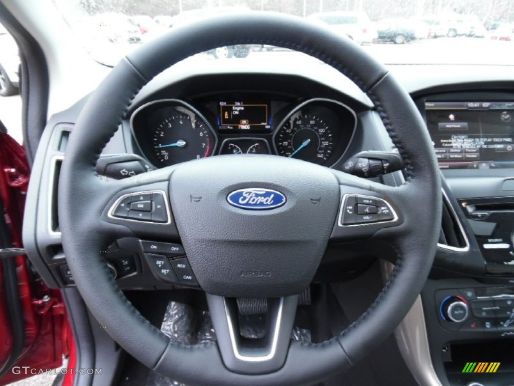 2015 Ford Focus Titanium Sedan Medium Soft Ceramic Steering Wheel Photo #103194346