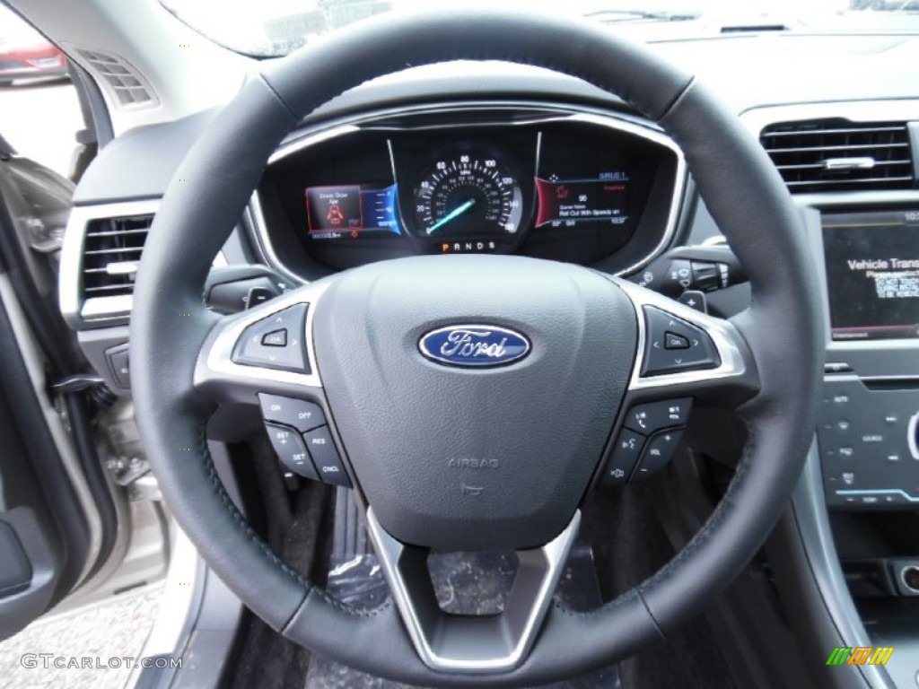 2015 Ford Fusion Titanium AWD Charcoal Black Steering Wheel Photo #103194790