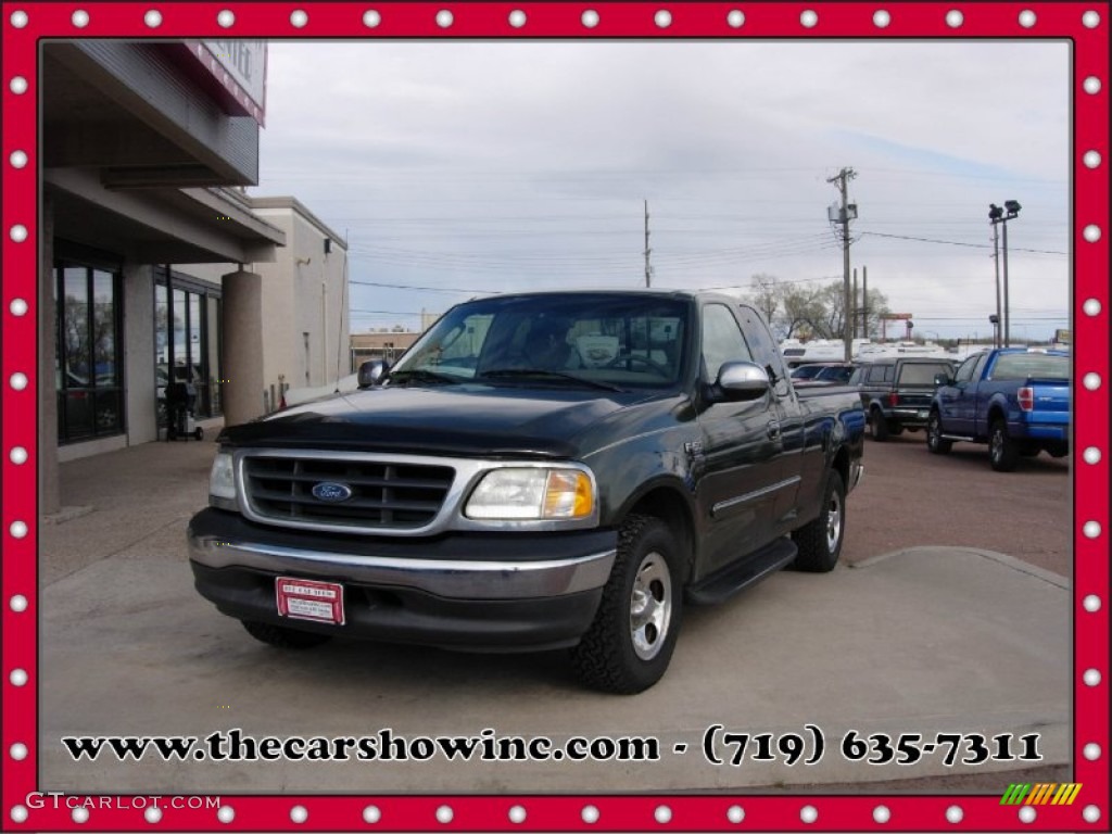 2002 F150 XLT SuperCab - Estate Green Metallic / Medium Parchment photo #1