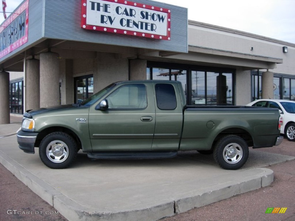 2002 F150 XLT SuperCab - Estate Green Metallic / Medium Parchment photo #2