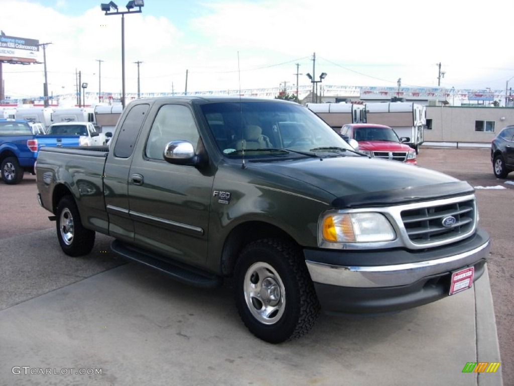 2002 F150 XLT SuperCab - Estate Green Metallic / Medium Parchment photo #7