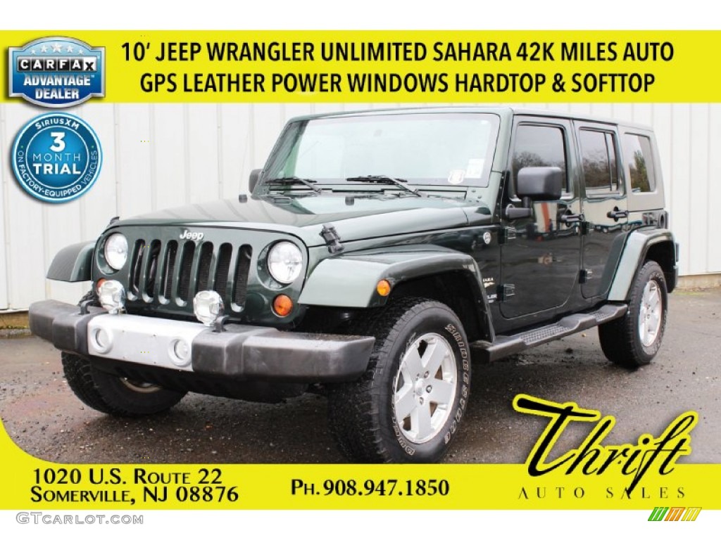 2010 Wrangler Unlimited Sahara 4x4 - Natural Green Pearl / Dark Khaki/Medium Khaki photo #1