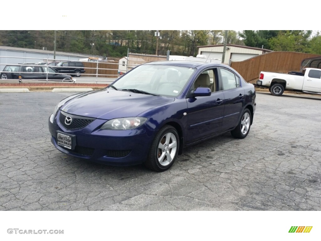 2004 MAZDA3 i Sedan - Strato Blue Mica / Beige photo #1