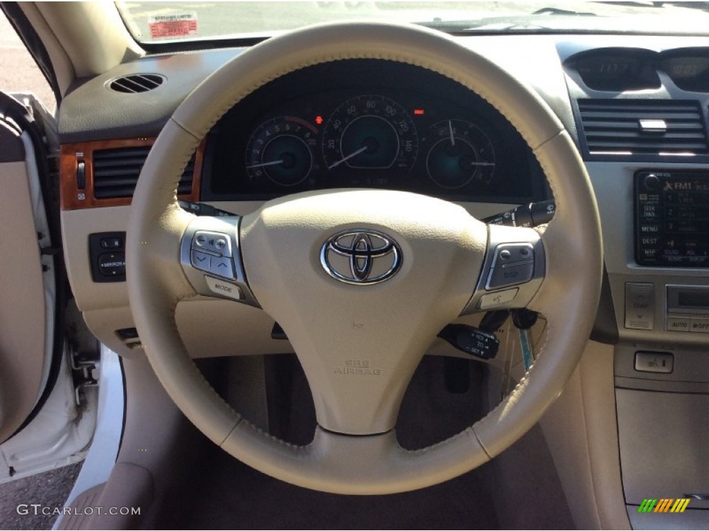 2008 Toyota Solara SLE V6 Convertible Ivory Steering Wheel Photo #103211668