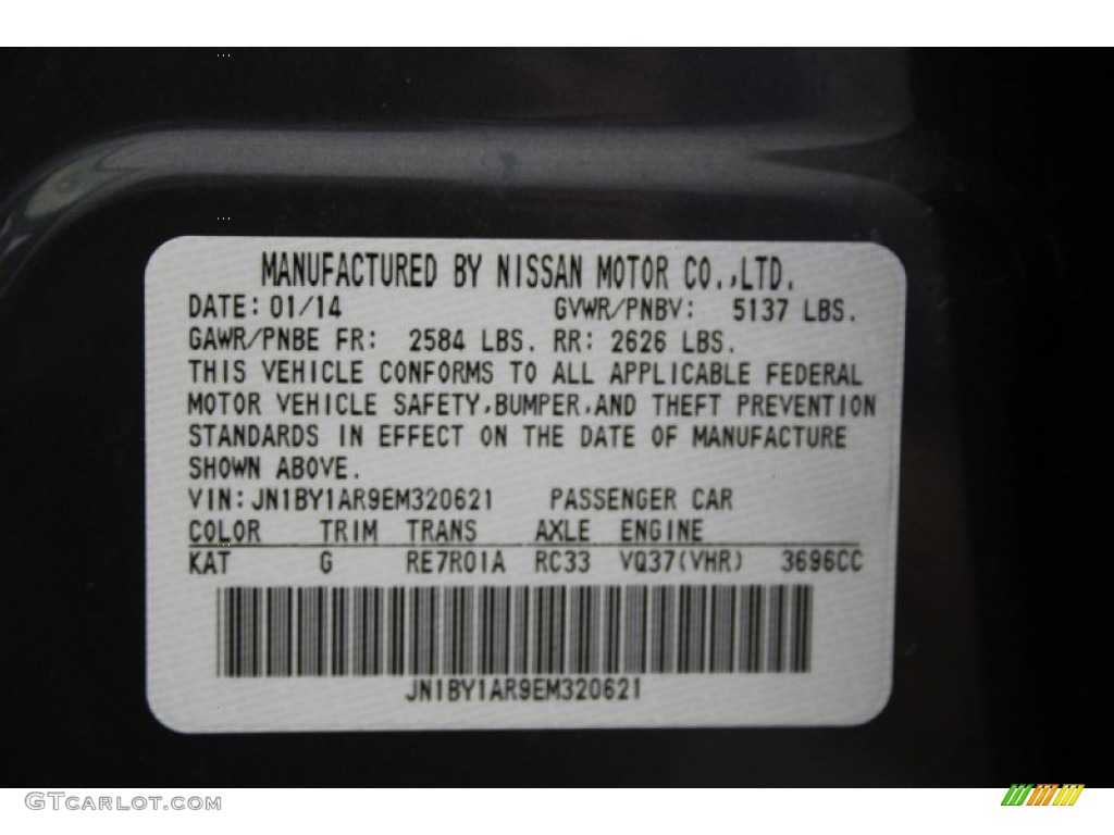 2014 Q70 Color Code KAT for Storm Front Gray Photo #103215376