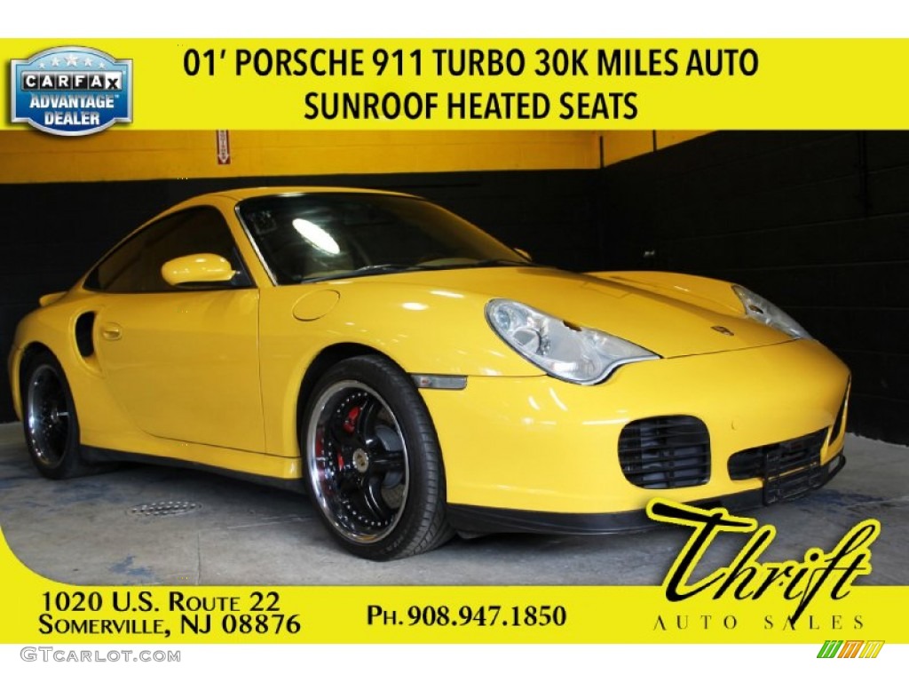 2001 911 Turbo Coupe - Speed Yellow / Savanna Beige photo #1