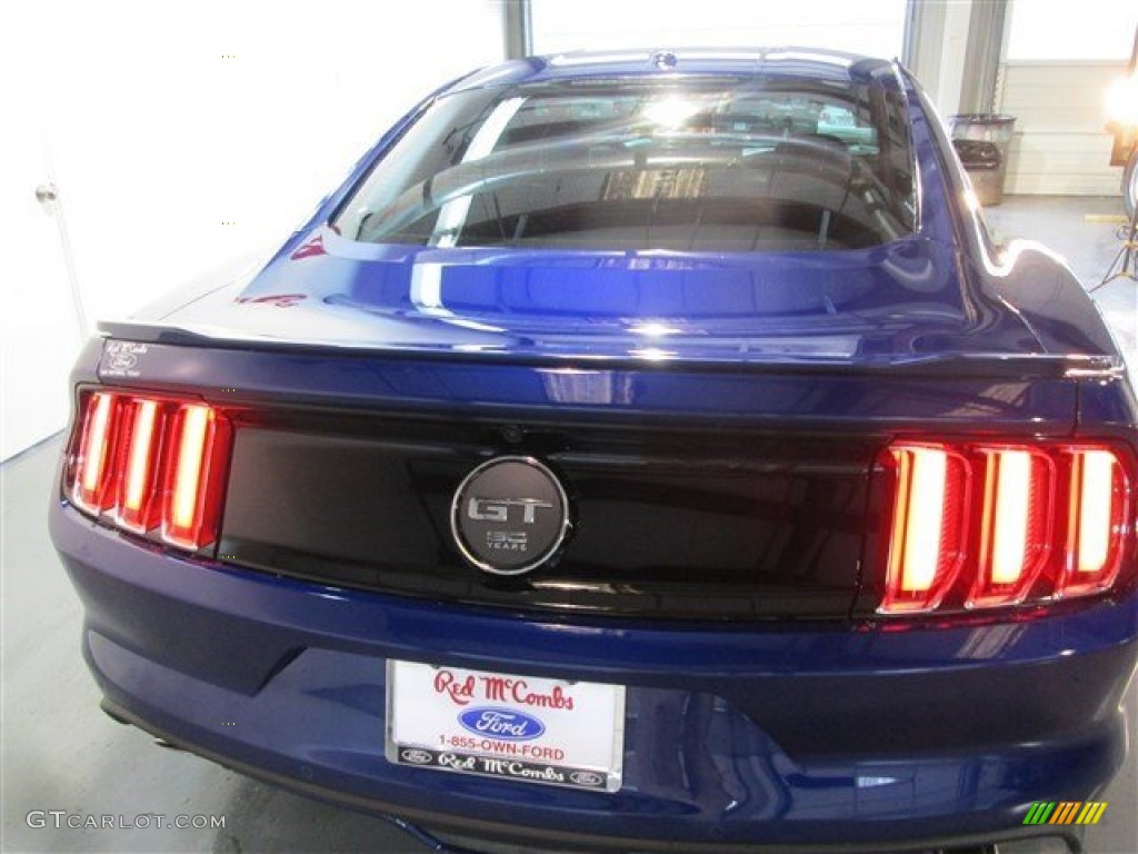 2015 Mustang GT Premium Coupe - Deep Impact Blue Metallic / 50 Years Raven Black photo #6