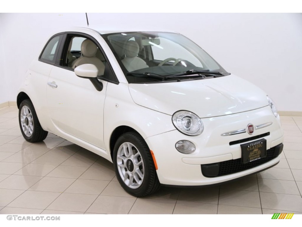 2012 500 Pop - Bianco Perla (Pearl White) / Tessuto Marrone/Avorio (Brown/Ivory) photo #1