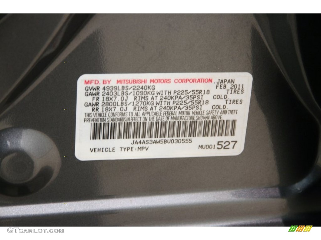 2011 Outlander SE - Graphite Gray Pearl / Black photo #15