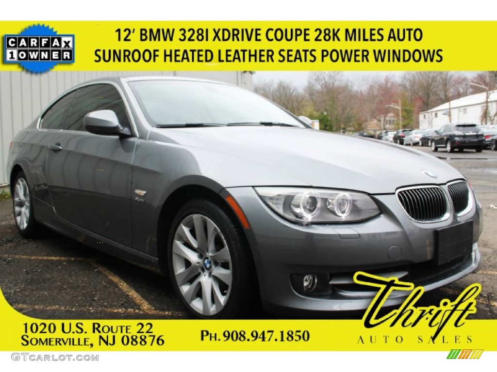 2012 3 Series 328i xDrive Coupe - Space Grey Metallic / Oyster/Black photo #1