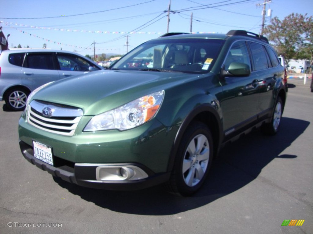 2011 Outback 2.5i Premium Wagon - Cypress Green Pearl / Warm Ivory photo #3