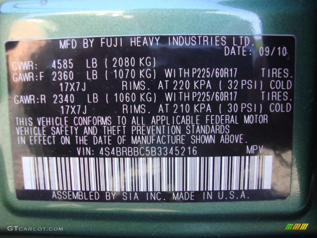 2011 Outback 2.5i Premium Wagon - Cypress Green Pearl / Warm Ivory photo #26