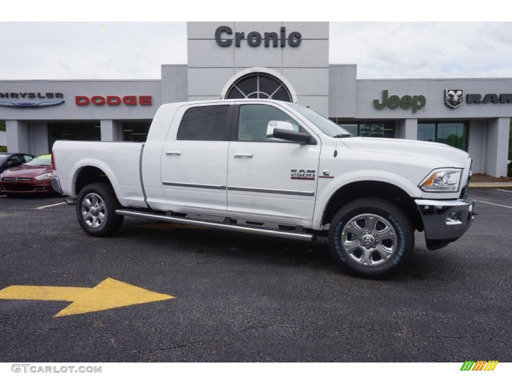 2015 2500 Laramie Mega Cab 4x4 - Bright White / Canyon Brown/Light Frost Beige photo #1