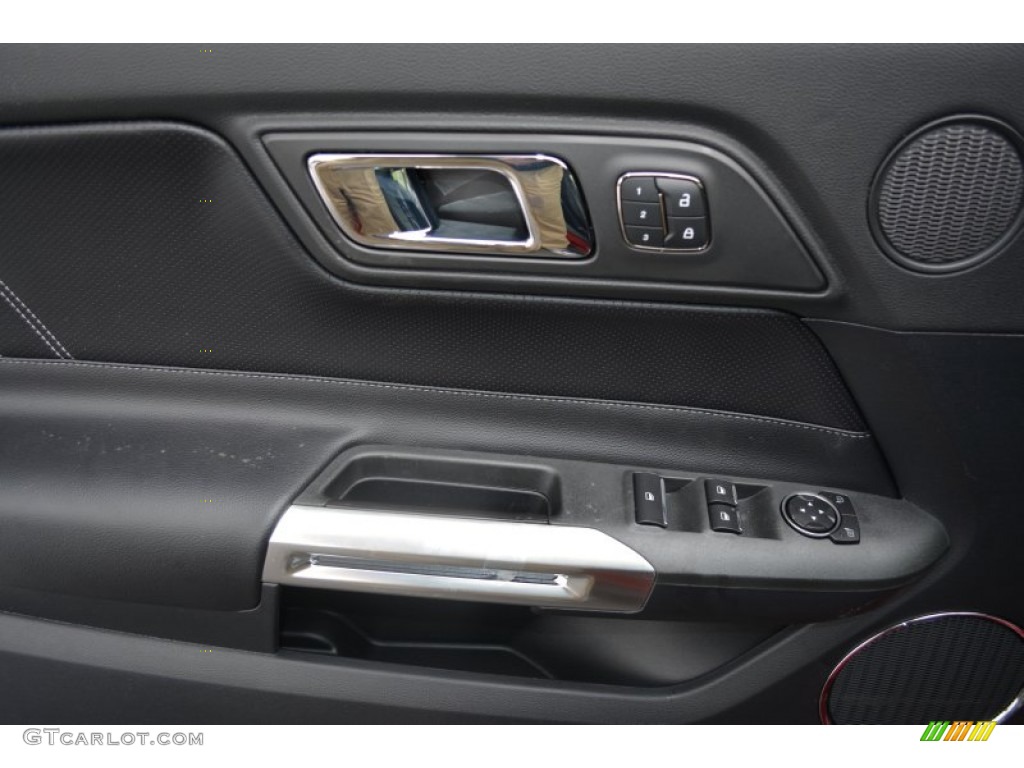 2015 Ford Mustang EcoBoost Premium Convertible Ebony Door Panel Photo #103257896