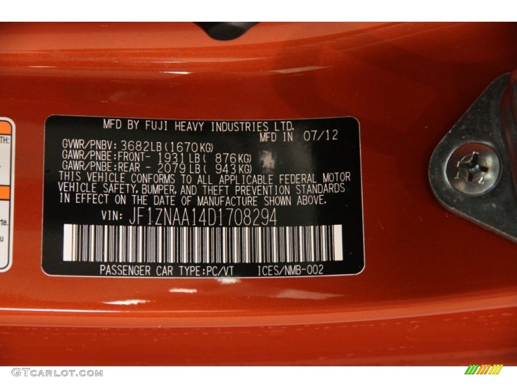 2013 FR-S Sport Coupe - Hot Lava Orange / Black/Red Accents photo #14