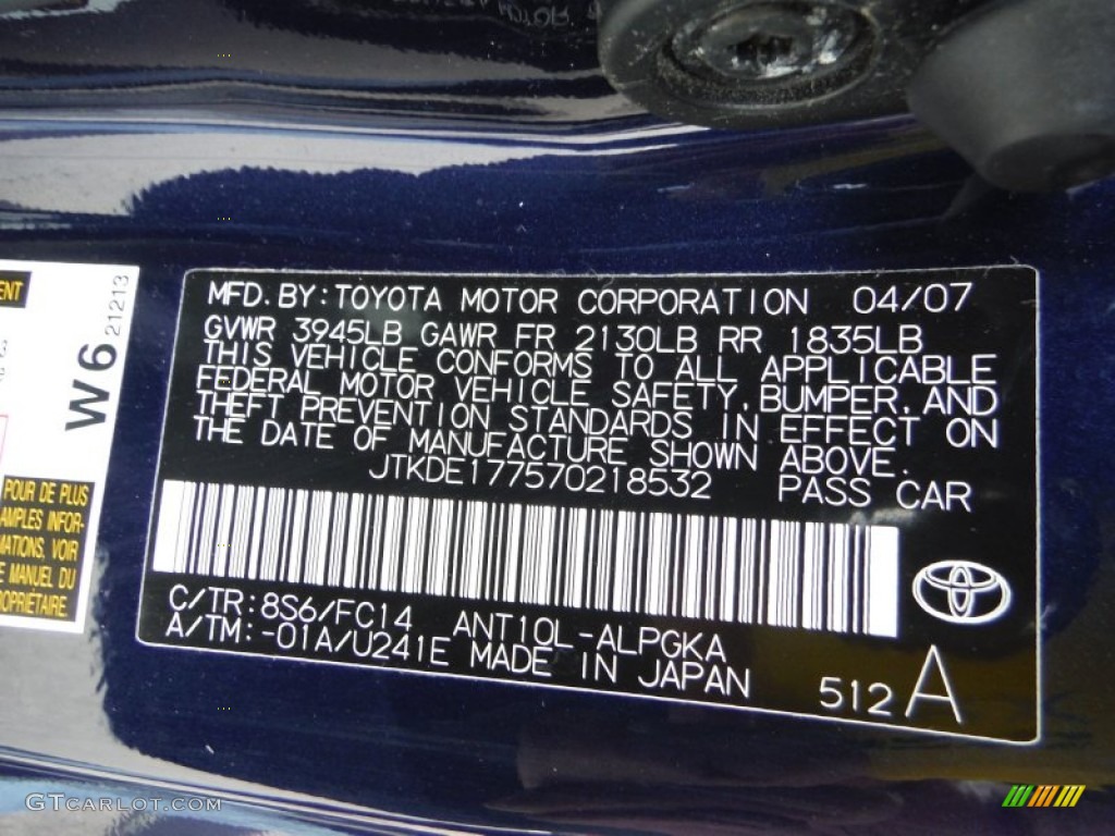 2007 tC  - Nautical Blue Metallic / Dark Charcoal photo #29