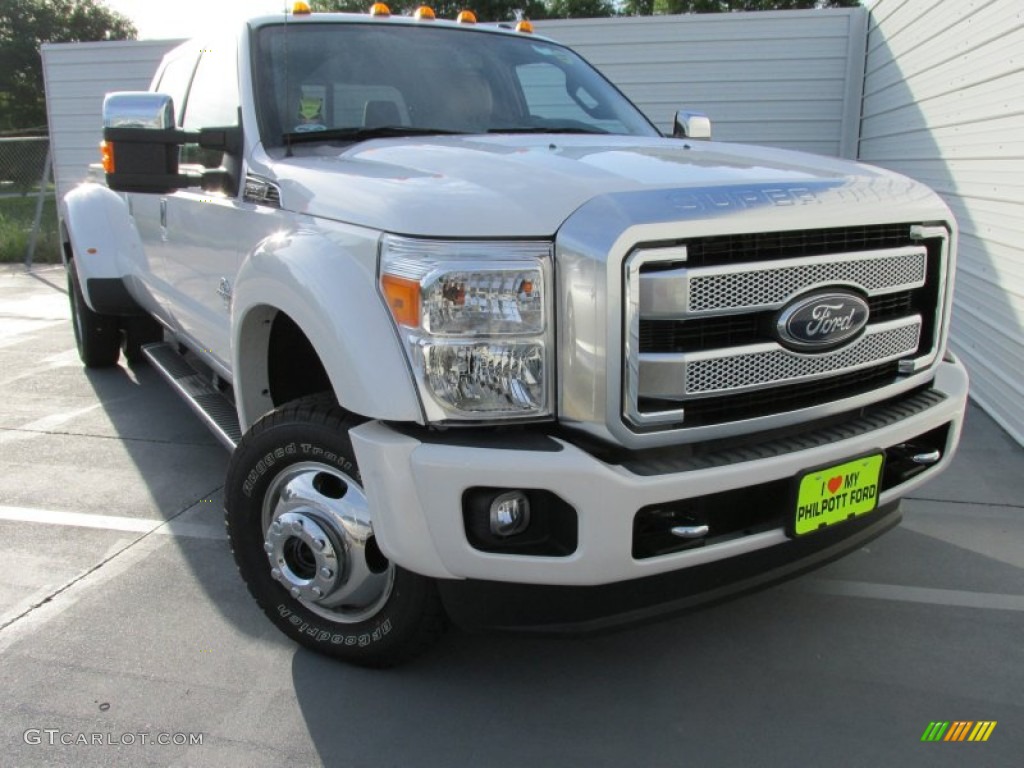 2015 F350 Super Duty Platinum Crew Cab 4x4 DRW - White Platinum / Platinum Pecan photo #1