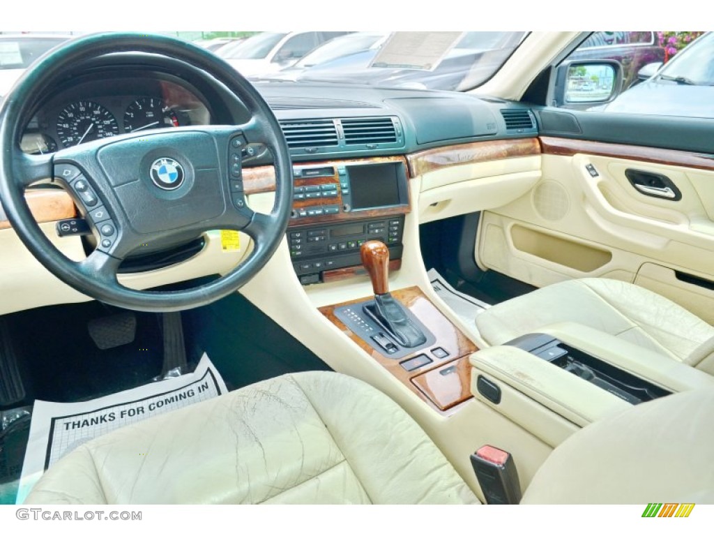 Oyster Beige/English Green Interior 2001 BMW 7 Series 740iL Sedan Photo #103270232