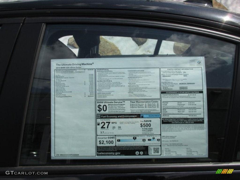 2015 3 Series 320i xDrive Sedan - Jet Black / Black photo #10