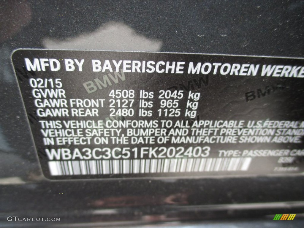 2015 3 Series 320i xDrive Sedan - Mineral Grey Metallic / Black photo #19