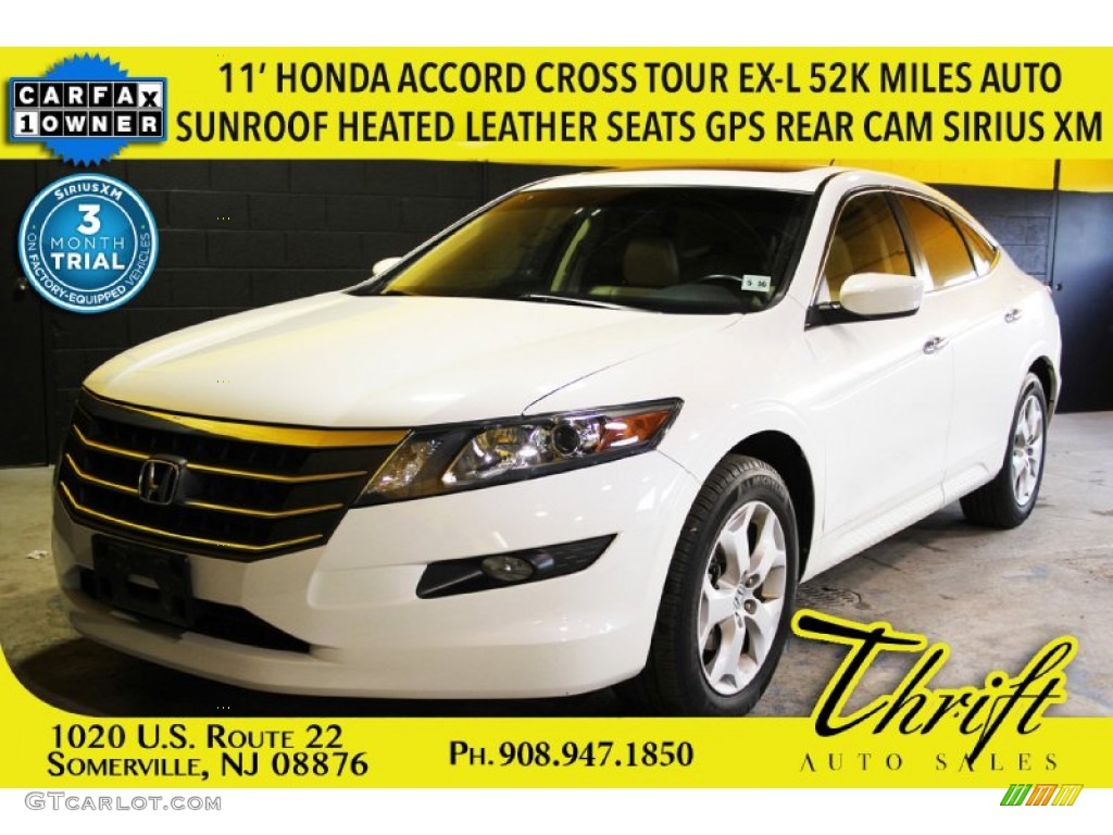 2011 Accord Crosstour EX-L 4WD - White Diamond Pearl / Black photo #1