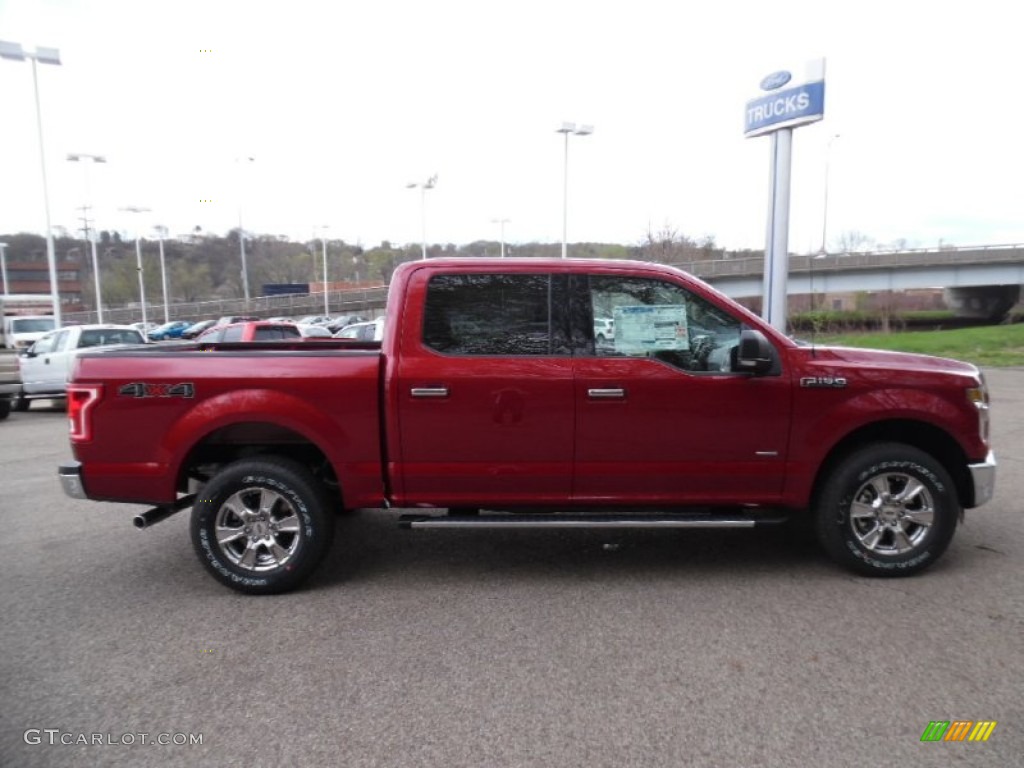 2015 F150 XLT SuperCrew 4x4 - Ruby Red Metallic / Medium Earth Gray photo #1