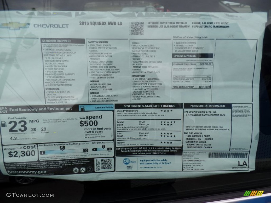 2015 Chevrolet Equinox LS AWD Window Sticker Photo #103301662