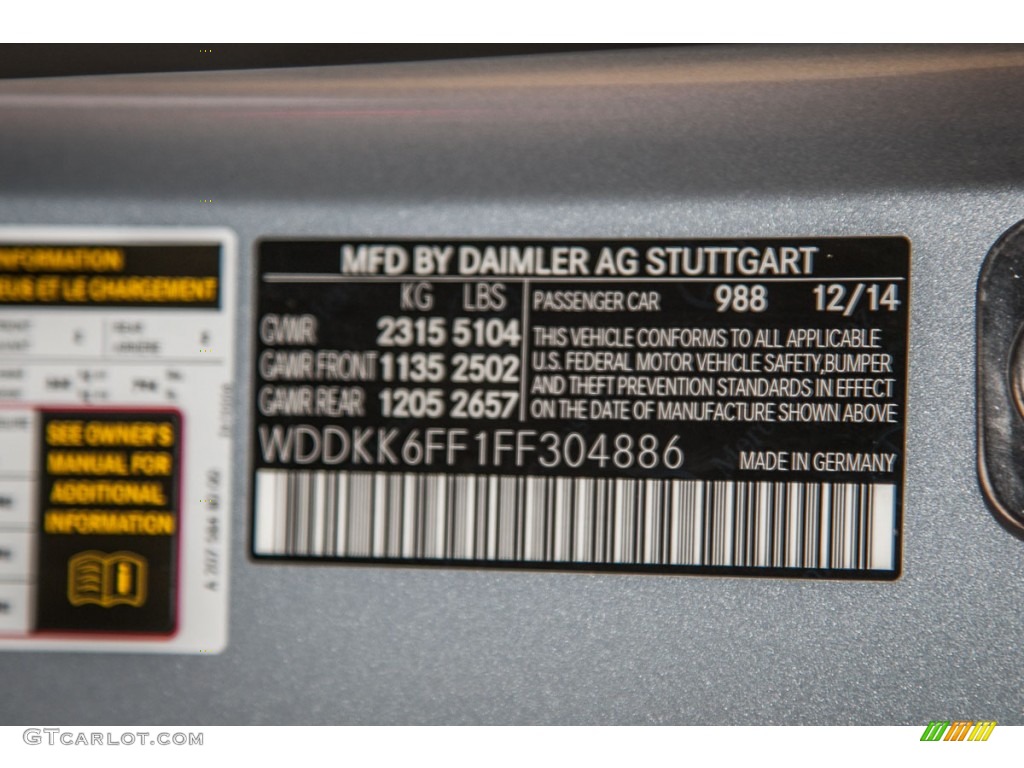 2015 Mercedes-Benz E 400 Cabriolet Color Code Photos