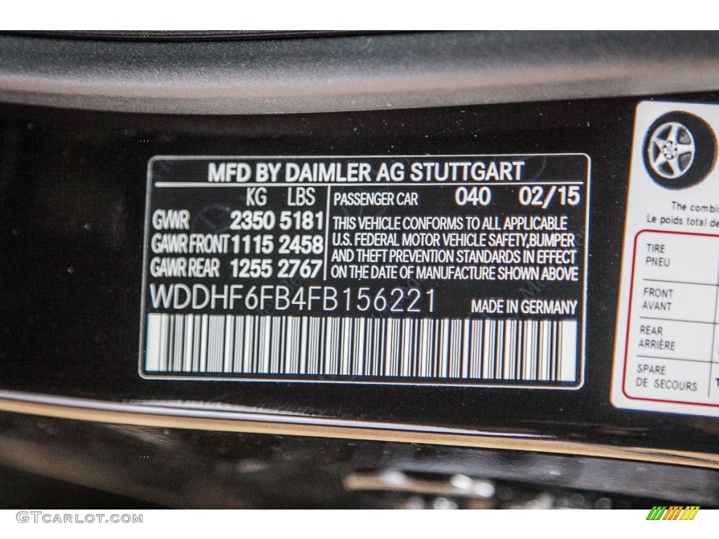 2015 Mercedes-Benz E 400 Sedan Color Code Photos