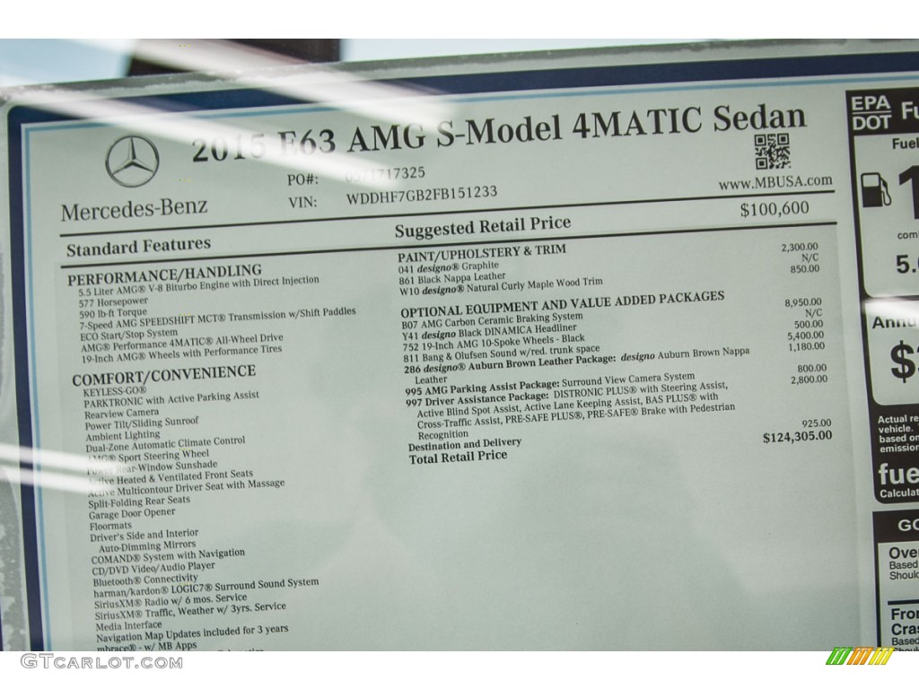 2015 Mercedes-Benz E 63 AMG S 4Matic Sedan Window Sticker Photo #103303930