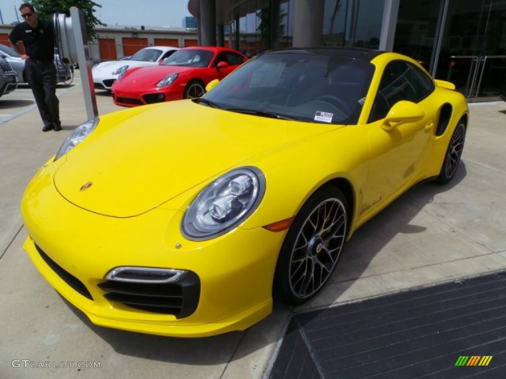 Racing Yellow 2015 Porsche 911 Turbo S Coupe Exterior Photo #103305271