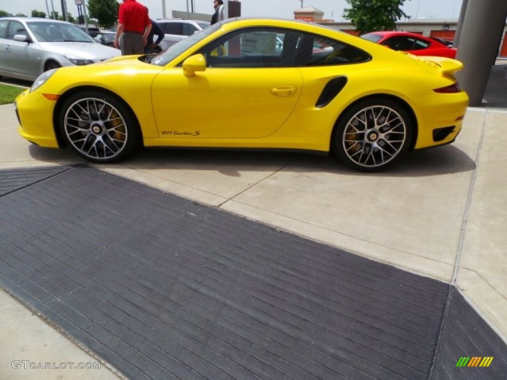 Racing Yellow 2015 Porsche 911 Turbo S Coupe Exterior Photo #103305295