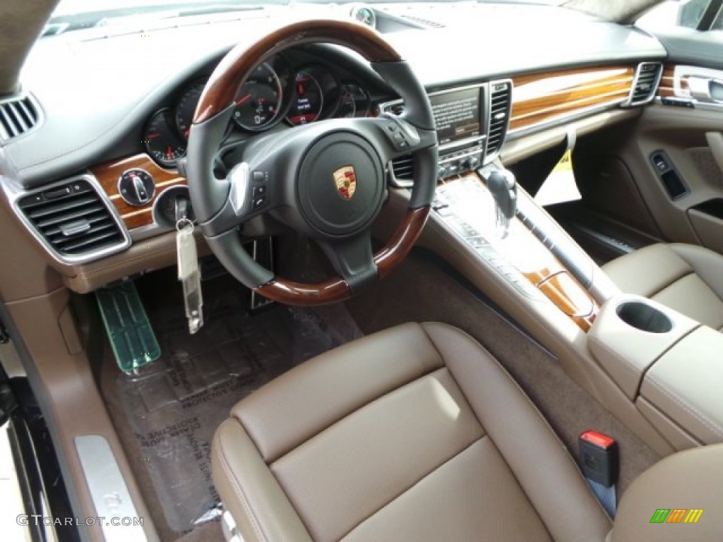 Black/Saddle Brown Interior 2015 Porsche Panamera Turbo Photo #103308759