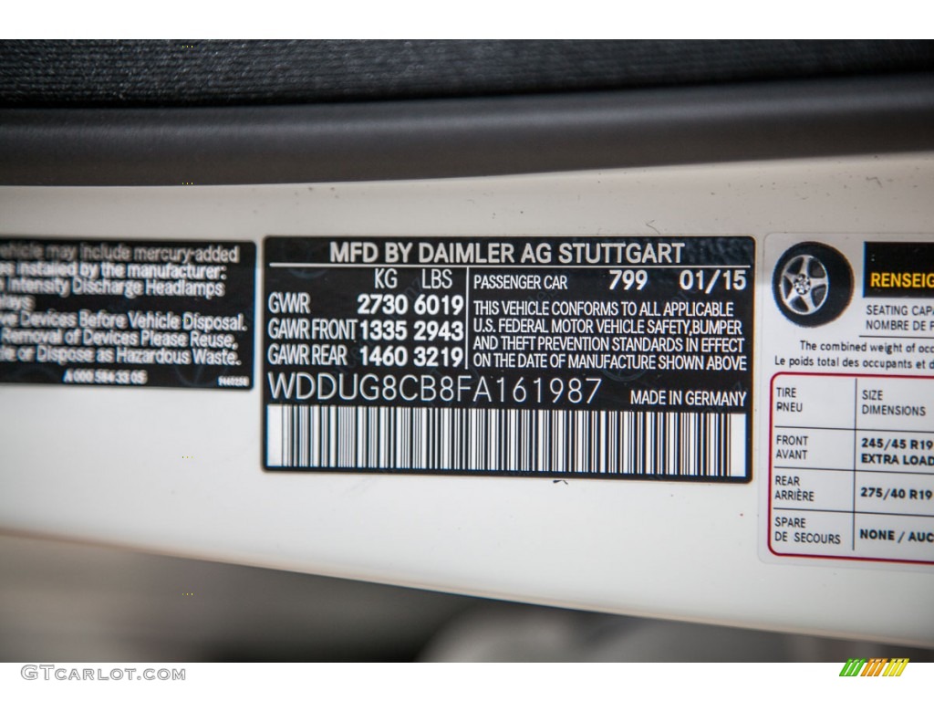 2015 S Color Code 799 for Diamond White Metallic Photo #103310275