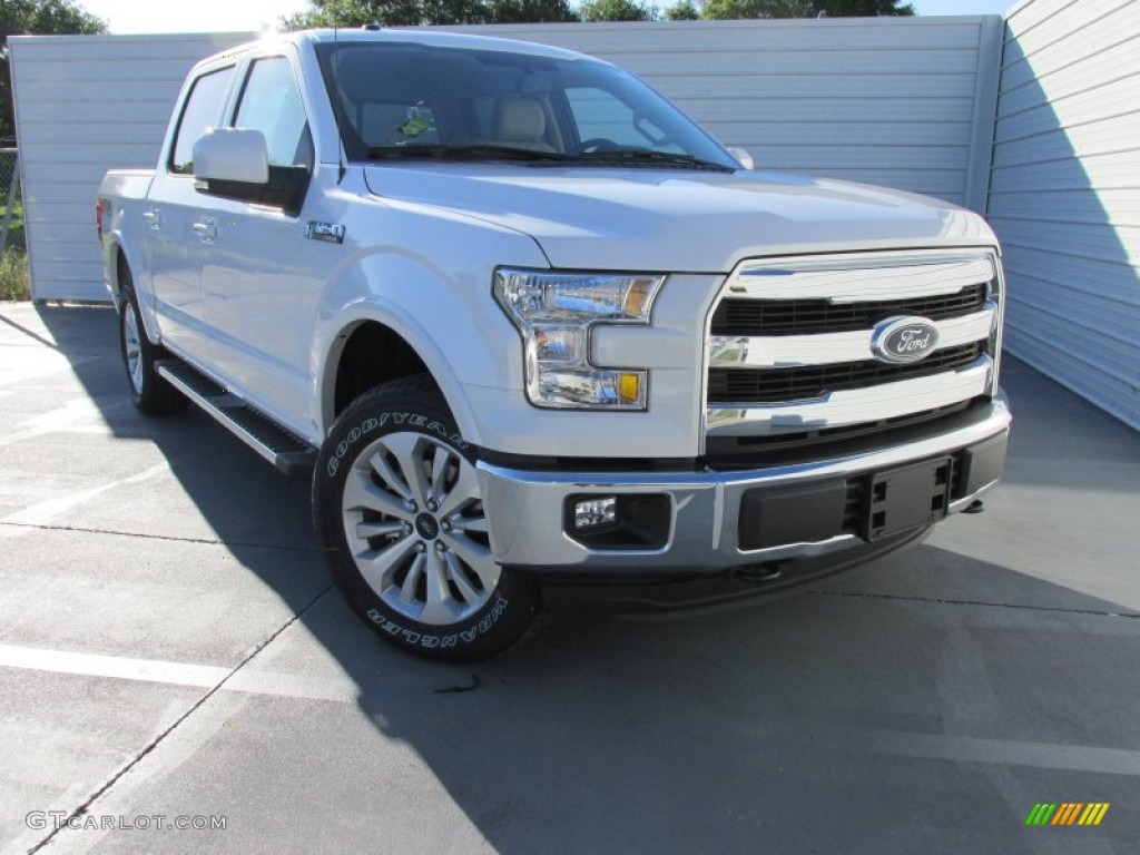 2015 F150 Lariat SuperCrew 4x4 - White Platinum Tricoat / Medium Light Camel photo #1