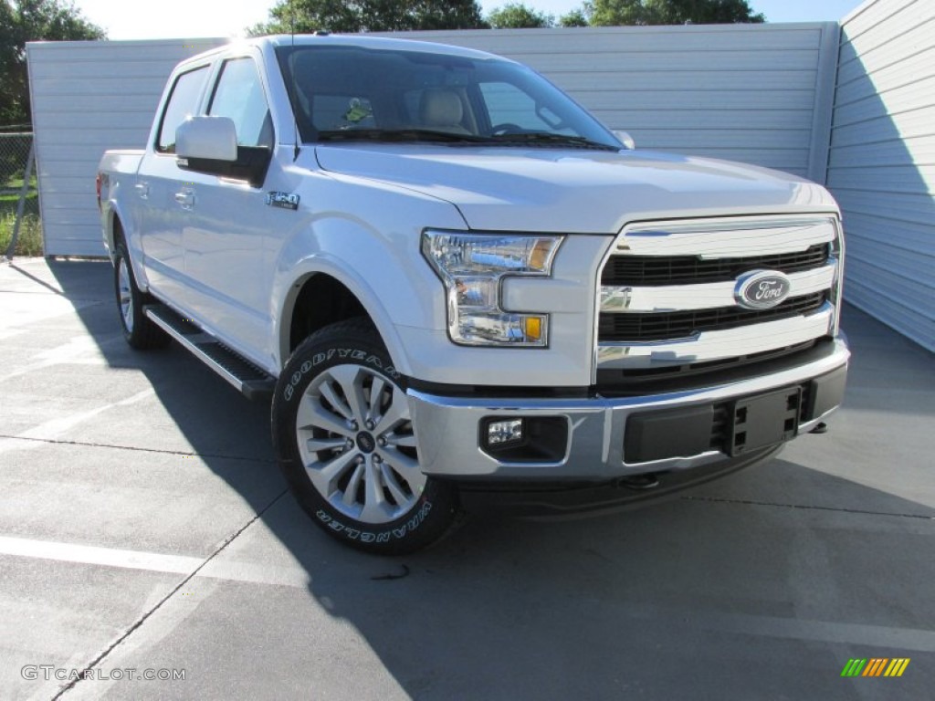 White Platinum Tricoat 2015 Ford F150 Lariat SuperCrew 4x4 Exterior Photo #103322233