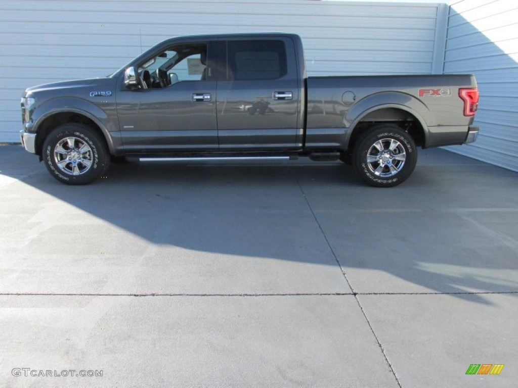 2015 F150 Lariat SuperCrew 4x4 - Magnetic Metallic / Black photo #6