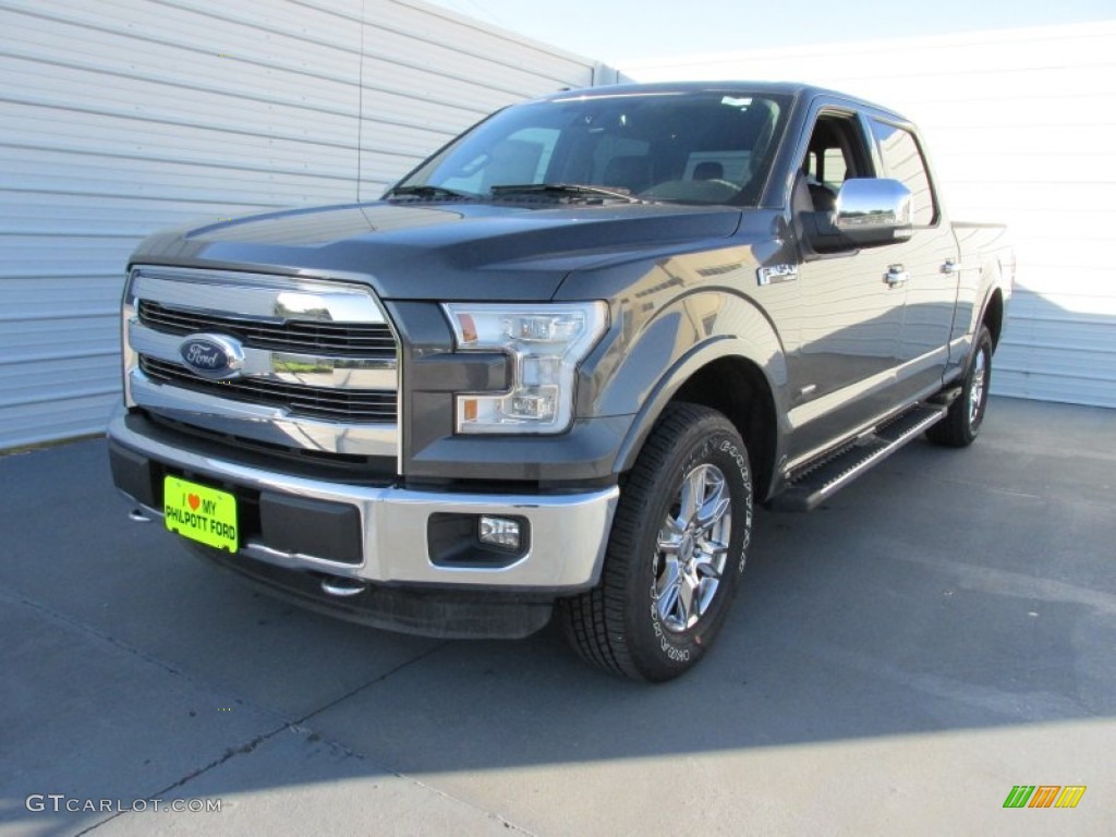 2015 F150 Lariat SuperCrew 4x4 - Magnetic Metallic / Black photo #7