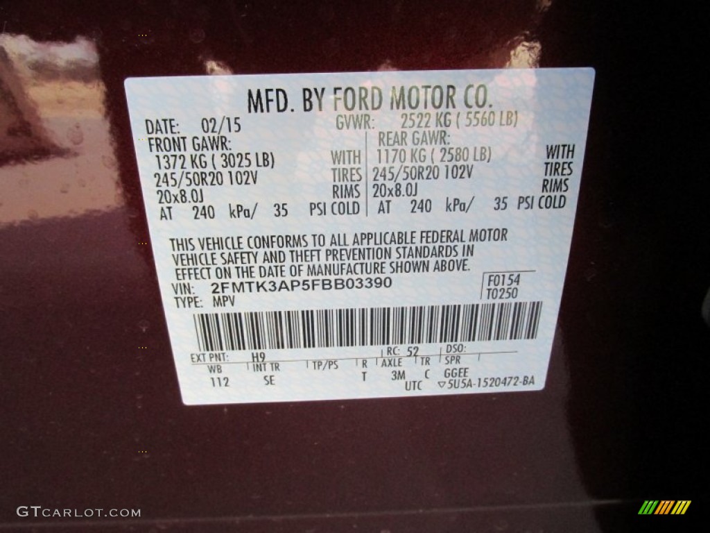 2015 Edge Color Code H9 for Bronze Fire Metallic Photo #103322884