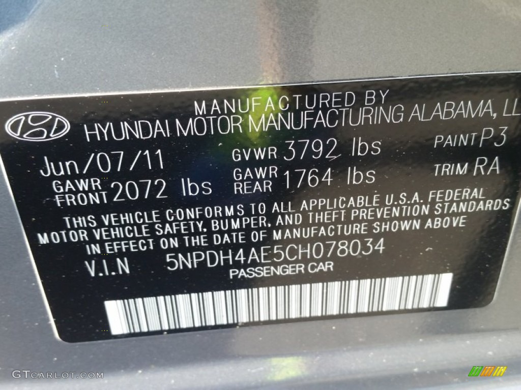 2012 Elantra GLS - Harbor Gray Metallic / Gray photo #17