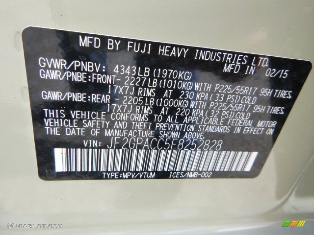 2015 XV Crosstrek 2.0i Premium - Desert Khaki / Black photo #14